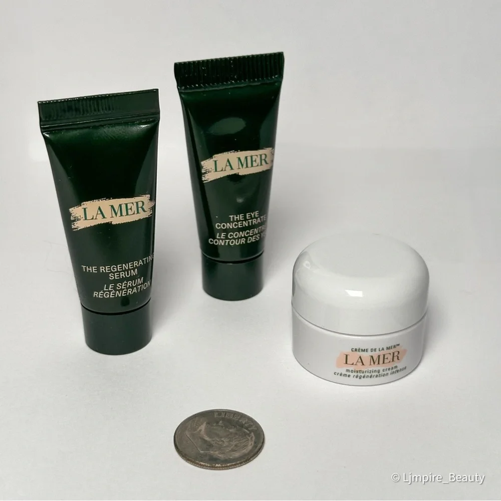 🆕 3 pc LA MER Skincare Travel Set w/ Serum, Face Cream and Eye Cream Authentic